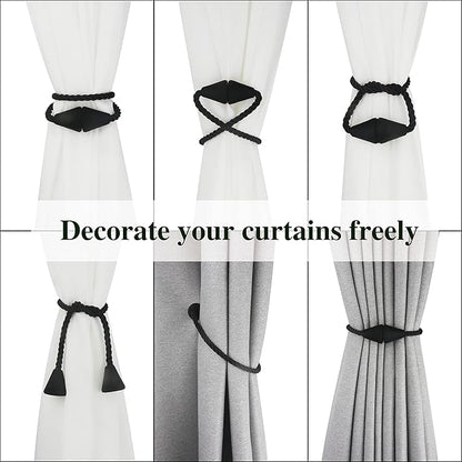 4 Pack Magnetic Curtain Tiebacks Rope Modern Handmade Curtain Tie Backs - Image 5