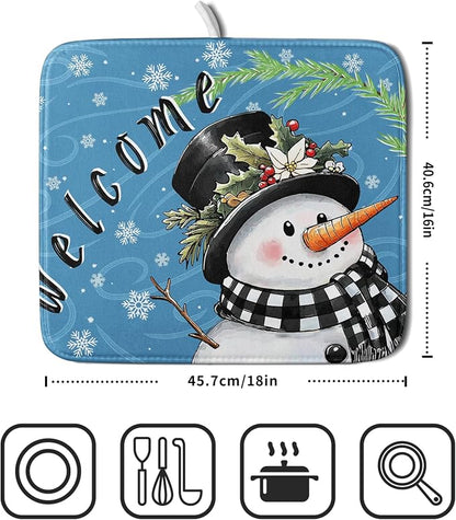 Christmas Snowman Dish Drying Mat - Image 2