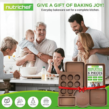 NutriChef 6-Piece Nonstick Bakeware Set, Carbon Steel Baking Pans Set, Includes - Image 7