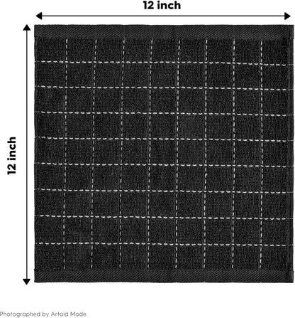 Artoid Mode Checkered Designed Cotton Black Terry Kitchen Dish Cloths, 12x12 - Image 7