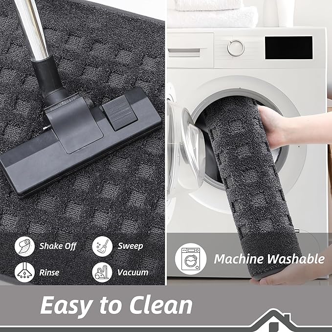 BEQHAUSE Waffle Door Mats Indoor 32"x48", Dog Mat for Muddy Paws Absorbent and Dirt Resist Floor Mats Non-Slip Washable Rugs for Entryway, Welcome Mat for Front Back Door, Muddy Wet Shoes, Dark Grey
