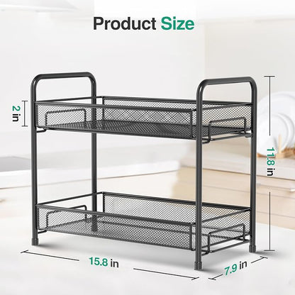 Spice Rack Organizer for Countertop, Xpatee 2-Tier Foldable Metal Rust-Proof - Image 2