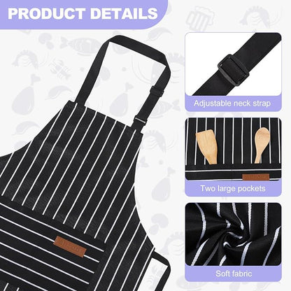 2 Pack Stripes Kids Apron, Kids Cooking Aprons - Image 3