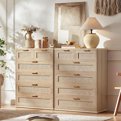 LEYAOYAO Rattan Dresser for Bedroom, Modern 6 Drawers Boho Dressers - Image 2