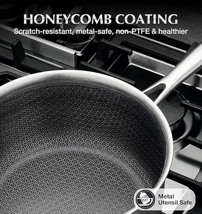 KOCH SYSTEME CS Hybrid Nonstick Stainless Steel Sauce Pan 3QT, Tri-ply - Image 2
