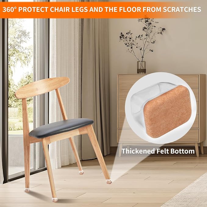 Ezprotekt 8 Pcs Rectangle Clear Silicone Chair Leg Floor Protectors, Rectangle - Image 6