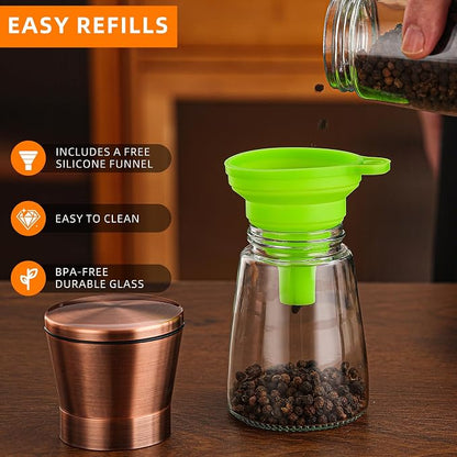 DAVIMADE Short Copper Salt and Pepper Grinder Set of 2，Refillable Adjustable - Image 4