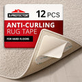 X-Protector Rug Tape - 12 Pcs Set - White Anti-Slip & Anti-Curling Carpet Tape for Hard Floors - Premium Rug Pad Gripper - Ideal Carpet Corner Grippers to Keep Your Carpet in Place & Make Corners Flat