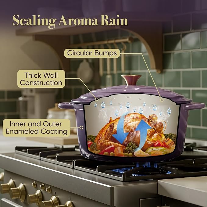 4.5 Quart Dutch Oven Pot with Lid, Non Stick Enameled Cast Iron Dutch Oven - Image 7