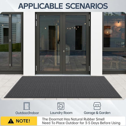 Amyracel Front Door Mat Outdoor Indoor Entrance, Heavy Duty Rubber Backing - Image 6