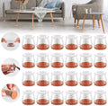 Upgraded Silicone Chair Leg Floor Protectors for Hardwood Floors, Furniture Sliders, Felt Bottom Furniture Pads, Round&Square Cap Covers to Scratch and Reduce Noise, Transparent, 24pcs