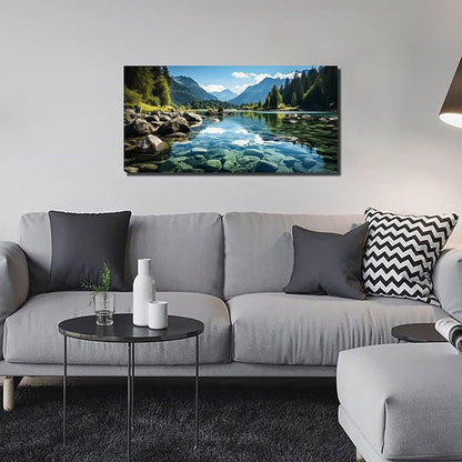 GUGIKA Landscape Wall Art for Living Room, Mountain and Lake Wall-Decor for - Image 3
