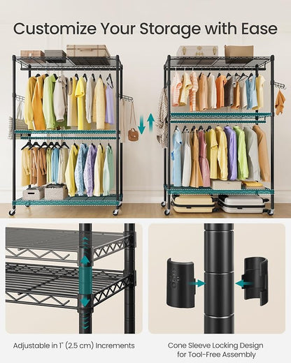 SONGMICS Heavy-Duty Rolling Clothes Rack, Garment Rack, Portable Closet - Image 4