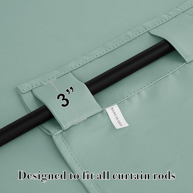 RYB HOME Coastal Blackout Curtains for Bedroom - Thermal Insulated Curtains and Drapes Privacy Shades for Living Room Dining Closet, W42 x L80 inch, 2 Panels, Aqua