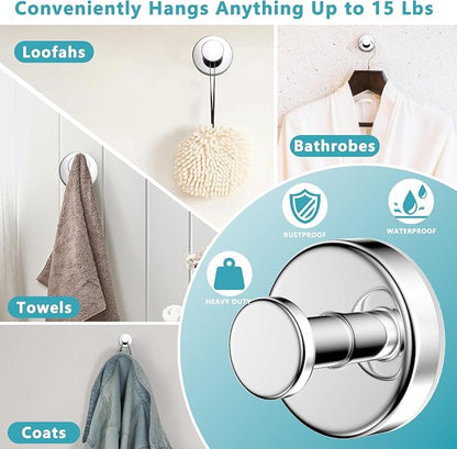 Suction Cup Hooks for Shower, Removable No Drill Towel Hooks, Upgraded 15 lbs - Image 2
