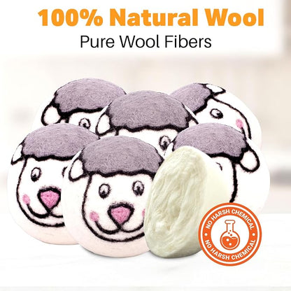 Wool Dryer Balls Organic Felt 6 Pack Laundry Fabric Softener, Extra Large - Image 6