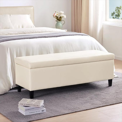 HUIMO Faux Leather Storage Ottoman Bench 50.3 inch Extra Long Upholstered by HUIMO