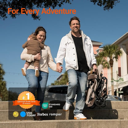 Lightweight Baby Travel Stroller with Carbon Fiber Frame, Compact & Airplane-Friendly, One-Handed Folding Design, 11.6 lbs, Perfect for Toddlers, Simply Taupe