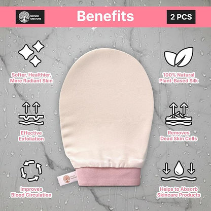 – Vegan Silk Exfoliating Glove for Face, and Hands | Natural Body Scrubber for - Image 2