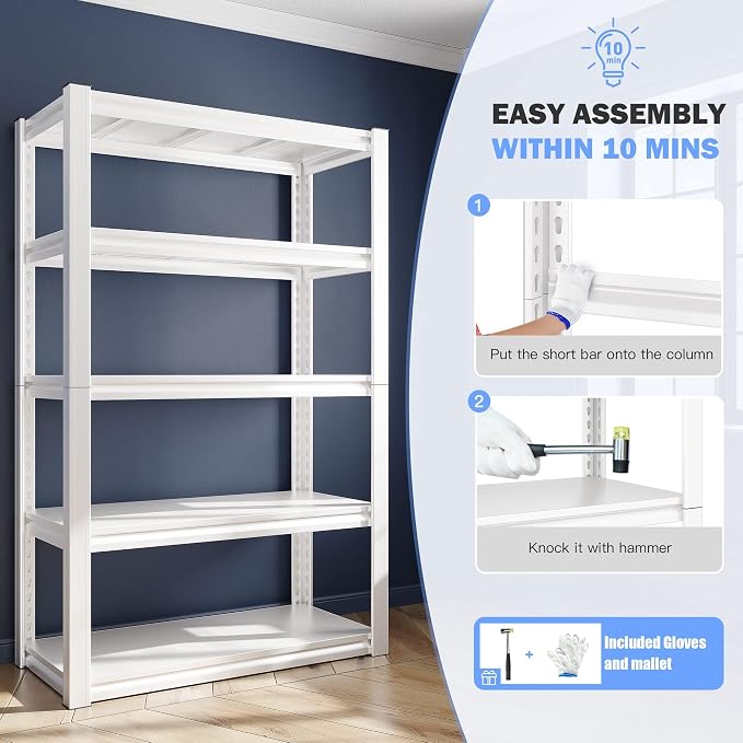 Raybee Garage Shelving Heavy Duty 2000LBS Storage Shelves Heavy Duty Shelving 5 - Image 7