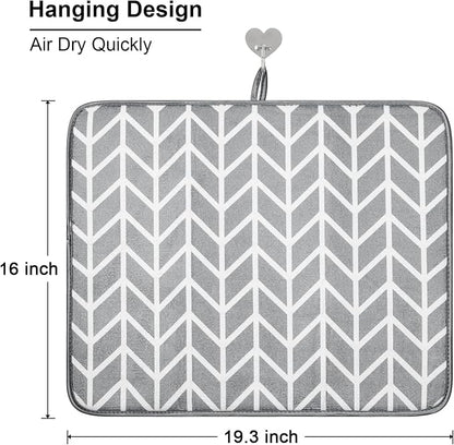 SUBEKYU Dish Drying Mat for Kitchen Counter, Absorbent Microfiber Dishes - Image 4
