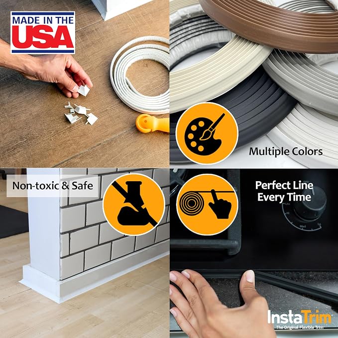 InstaTrim The Original Flexible Trim - 50ft Black 3/4" Wide Caulk Tape - - Image 4
