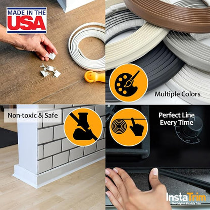 InstaTrim The Original Flexible Trim - 50ft Black 3/4" Wide Caulk Tape - - Image 4