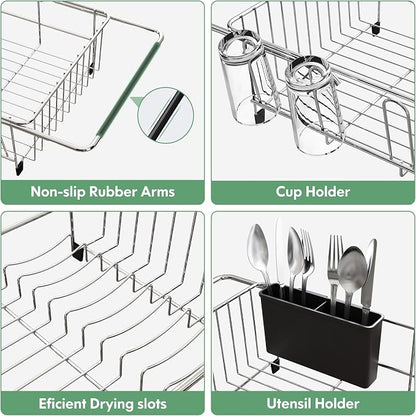 Over The Sink Expandable Dish Drainer Drying Rack in Stainless Steel - Image 5