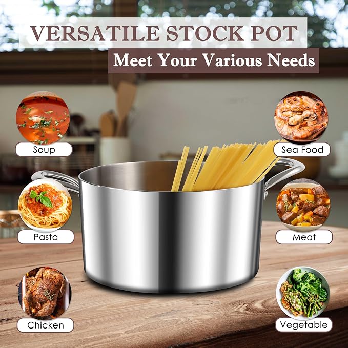 Herogo 6 Quart Stock Pot, 18/10 Stainless Steel Pasta Stockpot - Image 6