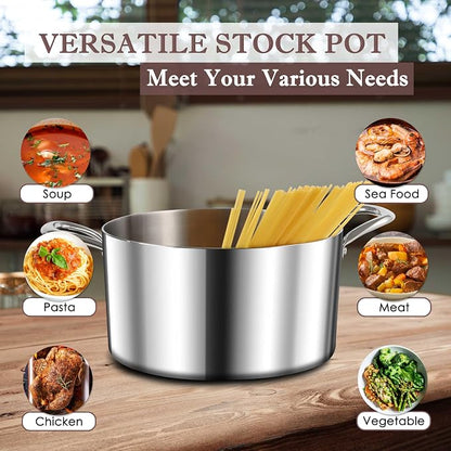 Herogo 6 Quart Stock Pot, 18/10 Stainless Steel Pasta Stockpot - Image 6