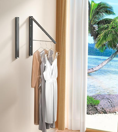 Dr.DJ Clothes Drying Rack with Rod, Wall-Mounted Retractable & Foldable Clothes - Image 6