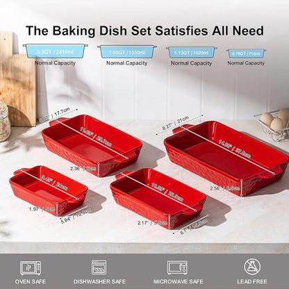 Dafuceramic Casserole Dishes for Oven, Baking Dishes, Ceramic Bakeware Sets of 4 - Image 2