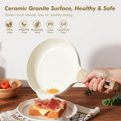 SENSARTE Ceramic Cookware Sets, Pots and Pans Set Non stick, Granite Induction - Image 2