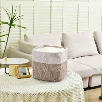3 Pack Storage Cubes 11 Inch Cotton Rope Woven Baskets - Image 4