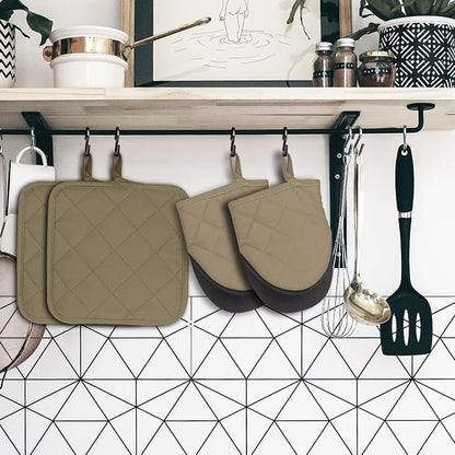 Oven Mitts and Pot Holders Set, Heat Resistant Silicone Kitchen Mini Oven - Image 7
