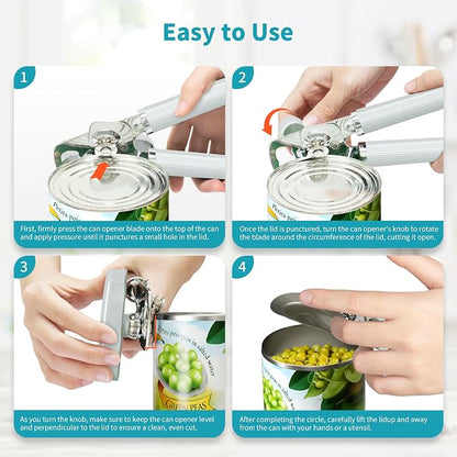 Ultrean Manual Can Opener Bottle Opener, Heavy Duty Stainless Steel Smooth Edge - Image 4
