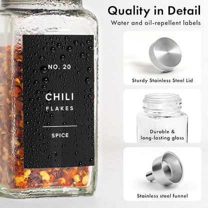EDELHAUS Glass Spice Jars with Labels and Steel Lids Spice Containers with 240 - Image 9