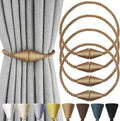 4 Pack Magnetic Curtain Tiebacks Rope Modern Handmade Curtain Tie Backs Decorative Drapes Weave Holdbacks for Window Décor, Khaki