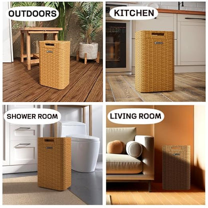 Ypati Handwoven 4 Gallon Rattan Trash Can - Image 6