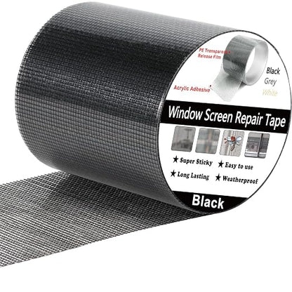 Wohohoho Window Screen Repair Tape, 3 in X 20 FT Black Screen Patch Repair Kit by wohohoho