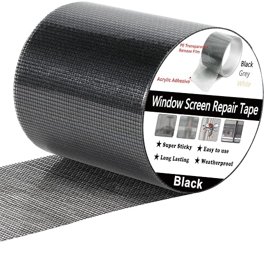 Wohohoho Window Screen Repair Tape, 2 in X 40 FT Black Screen Patch Repair Kit by wohohoho