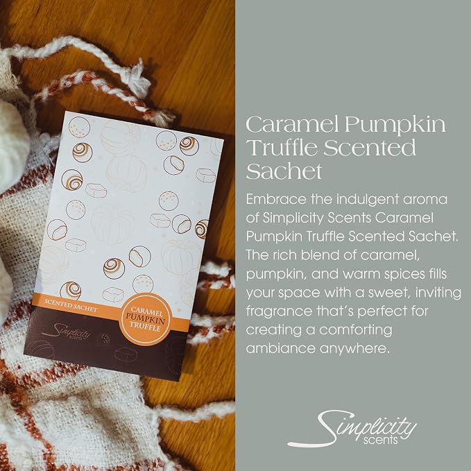 Floral Simplicity Caramel Pumpkin Truffle Scented Sachets Pack of 3, Fall & - Image 2