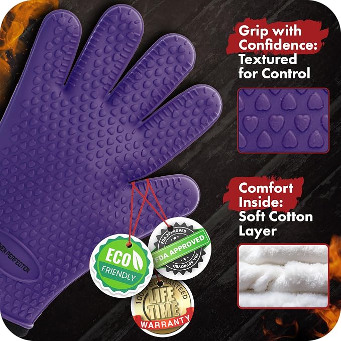 KITCHEN PERFECTION XL Silicone Smoker Oven Gloves -Extreme Heat Resistant BBQ - Image 4