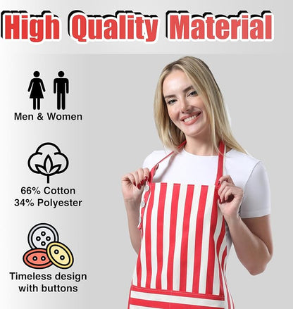 TOSHEX Kitchen Apron Waterdrop Resistant Cotton Apron - Image 2