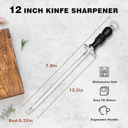 Knife Sharpener Rod, Kitchen Knives Sharpener Carbon Steel Professional Knife - Image 5