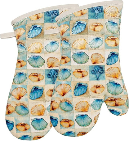 Oven Mitts Gloves 1 Pair Heat Resistant 480 ℉ Non Slip Clear Silicone Printed by REDLMLDETA