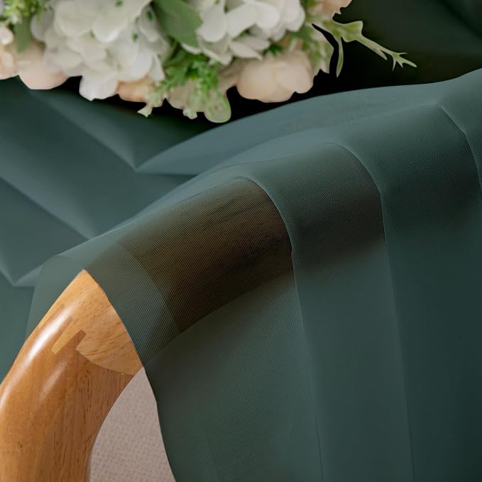 Chyhomenyc Hunter Green Sheer Curtains 54 Inch Long 2 Panels Set, Short Voile - Image 4