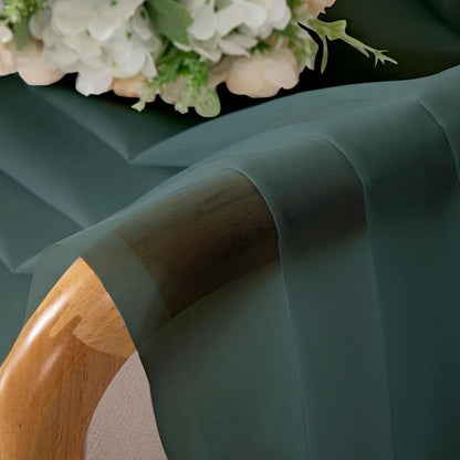 Chyhomenyc Hunter Green Sheer Curtains 54 Inch Long 2 Panels Set, Short Voile - Image 4