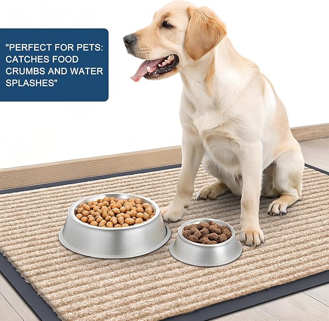 OLANLY Front Door Mat Indoor Outdoor Entrance, Waterproof Heavy Duty Doormat, Fade Resistant, Low Profile, Easy Clean Patio Porch Welcome Floor Mats for Entry, 40x32, Beige