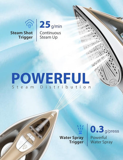 Large Irons Steamer for Clothes, 1500W Iron Non-Stick Ceramic Soleplate - Image 4